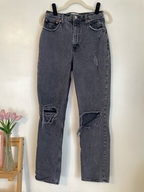 Abercrombie & Fitch curve love the 90s straight high rise black jeans size 6L
